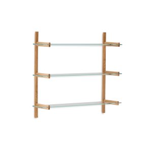 KAVE HOME Sitra modulhylde, 3 glashylder og FSC Mix Credit massivt egetr, 110 cm