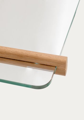 KAVE HOME Sitra modulhylde, 3 glashylder og FSC Mix Credit massivt egetr, 110 cm