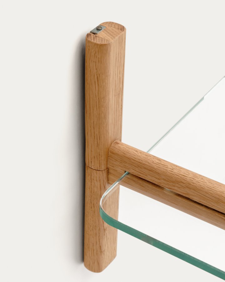 KAVE HOME Sitra modulhylde, 1 glashylde og FSC Mix Credit massivt egetr, 90 cm