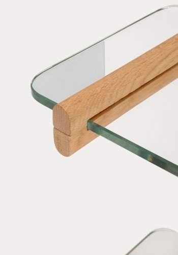  KAVE HOME Sitra modulhylde, 1 glashylde og FSC Mix Credit massivt egetr, 110 cm