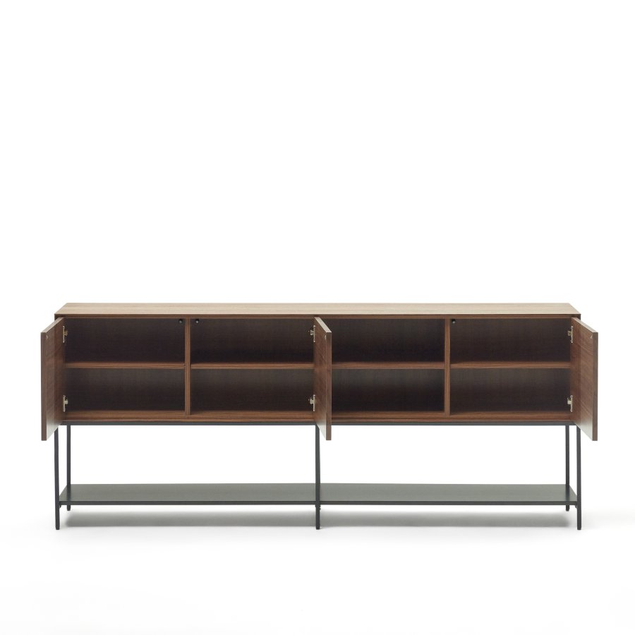 KAVE HOME Vedrana sknk, m. 3 lger og 5 hylder - brun valnddefiner og sort stl