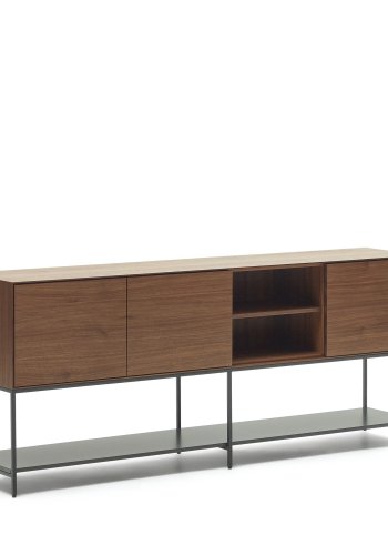 KAVE HOME Vedrana sknk, m. 3 lger og 5 hylder - brun valnddefiner og sort stl