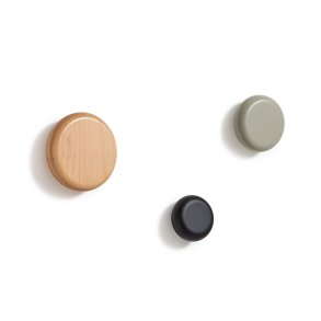 KAVE HOME Nadue st med 3 massiv bgetr vgkroge med naturlige, gr og sorte finish