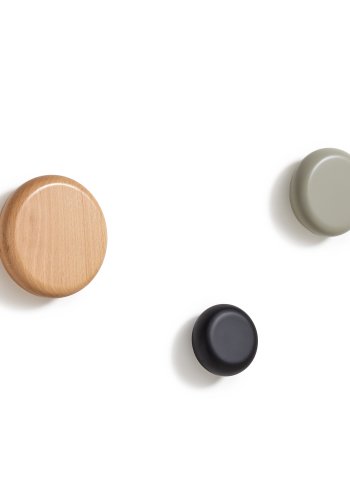 KAVE HOME Nadue st med 3 massiv bgetr vgkroge med naturlige, gr og sorte finish