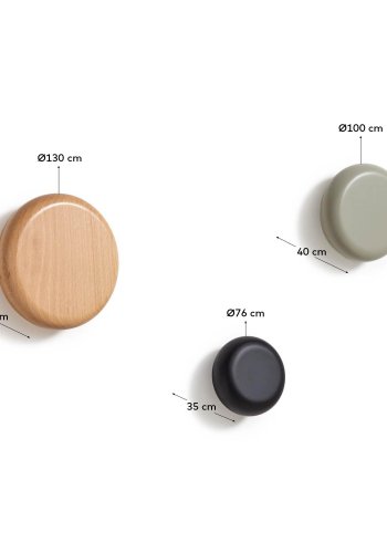 KAVE HOME Nadue st med 3 massiv bgetr vgkroge med naturlige, gr og sorte finish