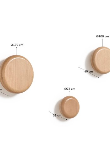KAVE HOME Nadue st med 3 vgkroge i massiv bgetr med naturlig finish