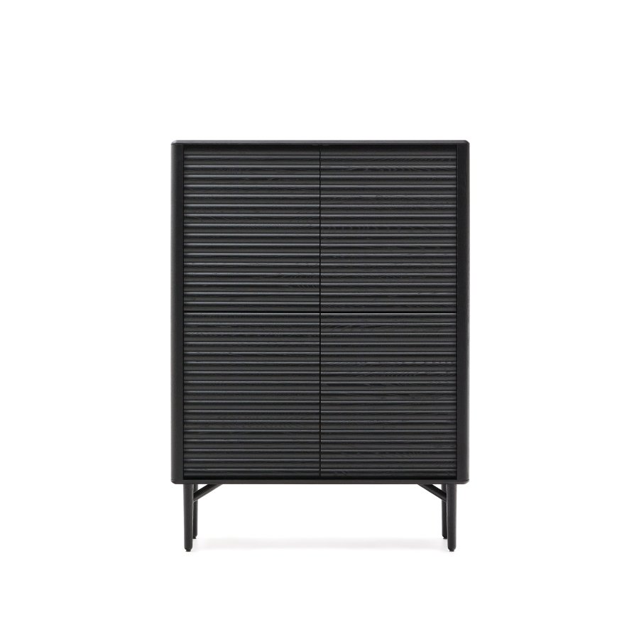 KAVE HOME Lenon hj sknk, 4 dre massivt tr og sort egefiner 104,5x144 cm FSC Mix Credit