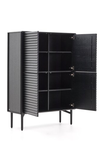 KAVE HOME Lenon hj sknk, 4 dre massivt tr og sort egefiner 104,5x144 cm FSC Mix Credit