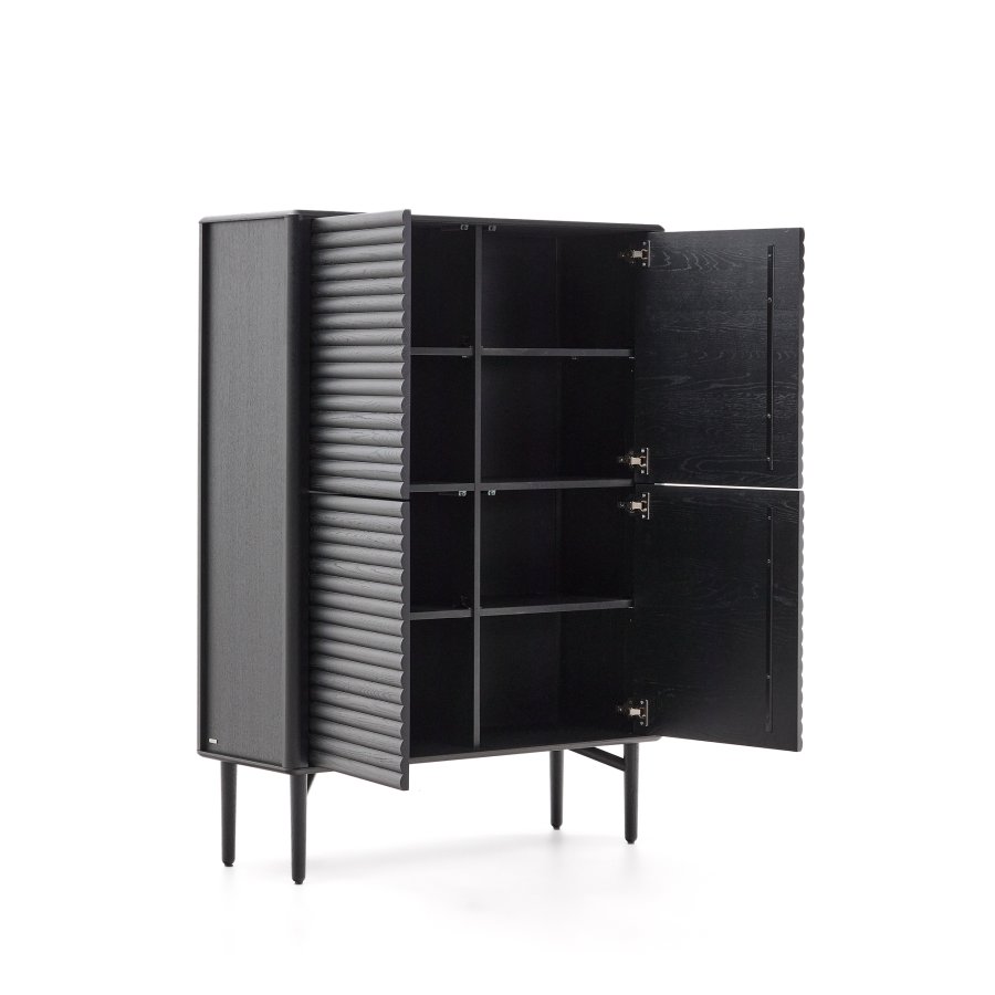 KAVE HOME Lenon hj sknk, 4 dre massivt tr og sort egefiner 104,5x144 cm FSC Mix Credit