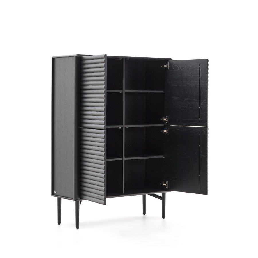 KAVE HOME Lenon hj sknk, 4 dre massivt tr og sort egefiner 104,5x144 cm FSC Mix Credit