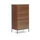 KAVE HOME Vedrana kommode, m. 5 skuffer - brun valnddefiner og sort stl
