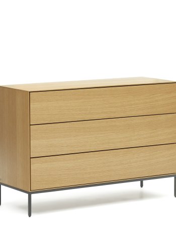 KAVE HOME Vedrana kommode, m. 3 skuffer - natur egefiner og sort stl