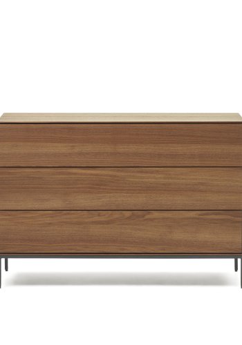 KAVE HOME Vedrana kommode, m. 3 skuffer - brun valnddefiner og sort stl