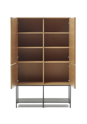 KAVE HOME Vedrana hj sknk, m. 4 lger og 7 hylder - natur egefiner og sort stl