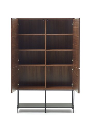 KAVE HOME Vedrana hj sknk, m. 4 lger og 7 hylder - brun valnddefiner og sort stl