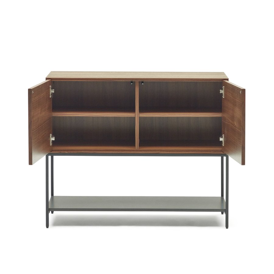 KAVE HOME Vedrana sknk, m. 2 lger og 3 hylder - brun valnddefiner og sort stl