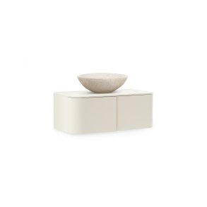 KAVE HOME Salaya badevrelsesmbel i lakeret beige ask lamineret krydsfiner 90 x 45 cm