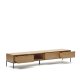 KAVE HOME Vedrana TV-bord, m. 3 skuffer og 1 rum - natur egefiner og sort stl (195x40)