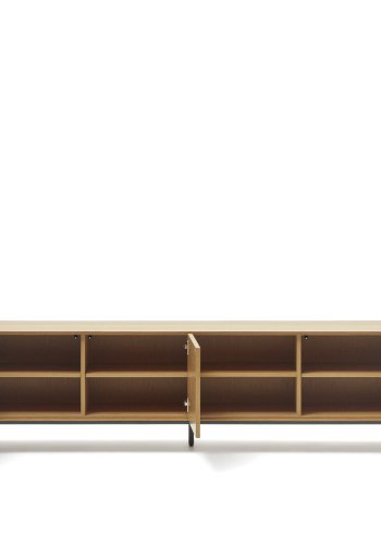 KAVE HOME Vedrana TV-bord, m. 3 lger og 4 hylder - natur egefiner og sort stl (195x40)