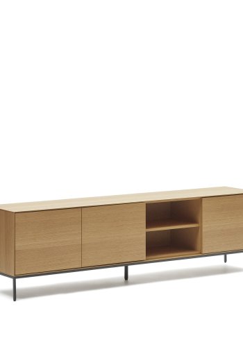 KAVE HOME Vedrana TV-bord, m. 3 lger og 4 hylder - natur egefiner og sort stl (195x40)