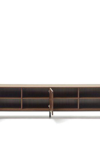 KAVE HOME Vedrana TV-bord, m. 3 lger og 4 hylder - brun valnddefiner og sort stl (195x40)