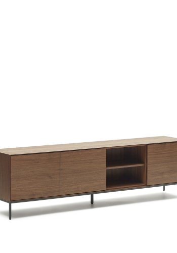 KAVE HOME Vedrana TV-bord, m. 3 lger og 4 hylder - brun valnddefiner og sort stl (195x40)