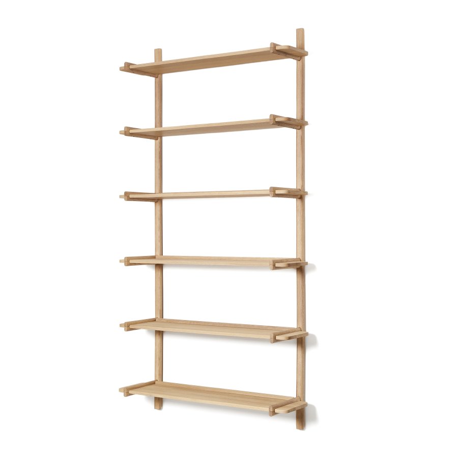 KAVE HOME Sitra modulhylde, 6 massive egetrshylder i naturlig finish, 110 cm, FSC Mix Credit