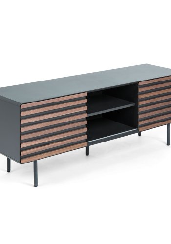 KAVE HOME Mahon TV-bord - valnd finér og grsort tr, m. 2 lger og 2 hylder