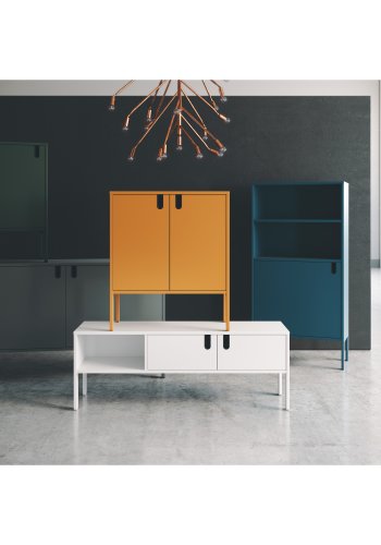 TENZO Uno TV-bord, m. 2 lger, 3 rum og plasthndtag - hvid MDF (137x40)