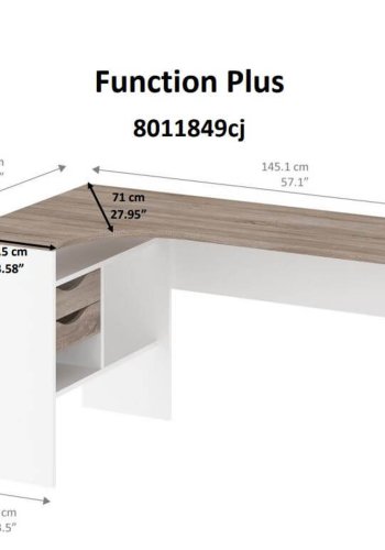 TVILUM Function Plus hjrneskrivebord - hvid/natur, m. 2 skuffer