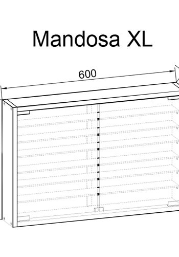 VCM NORDIC Mandosa XL vgskab, m. 2 lger og 6 hylder - glas og hvid tr