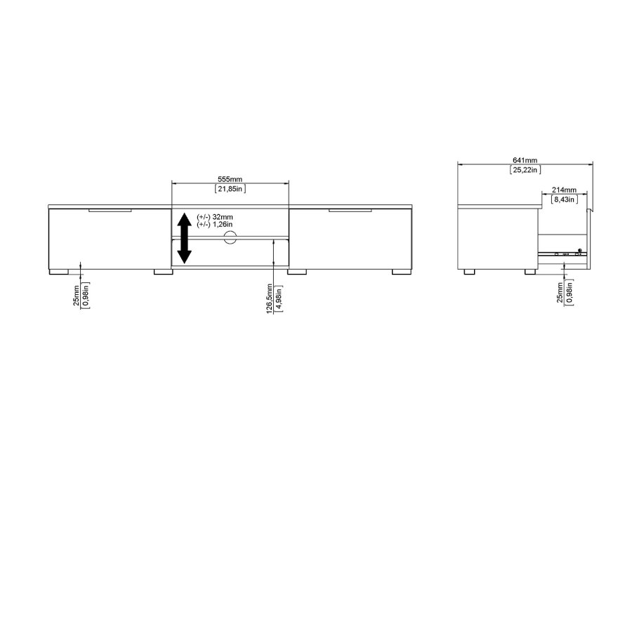 TVILUM Match TV-bord, m. 1 hylde og 2 skuffer - natur folie og plastik (172,7x39,9)