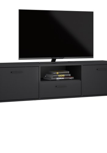 TVILUM Media TV-bord, m. 2 lger og 1 skuffe - sort melamin/spnplade (147.2x39.8)