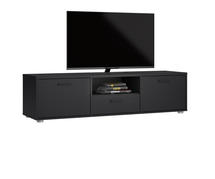 TVILUM Media TV-bord, m. 2 lger og 1 skuffe - sort melamin/spnplade (147.2x39.8)