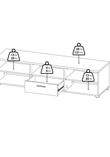 TVILUM Media TV-bord, m. 2 lger og 1 skuffe - hvid folie/spnplade (147.2x39.8)