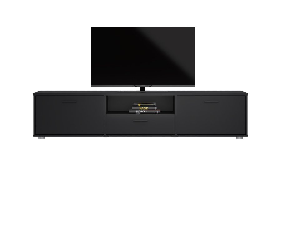 TVILUM Media TV-bord, m. 2 lger og 1 skuffe - mat sort melamin/spnplade (177.2x39.8)