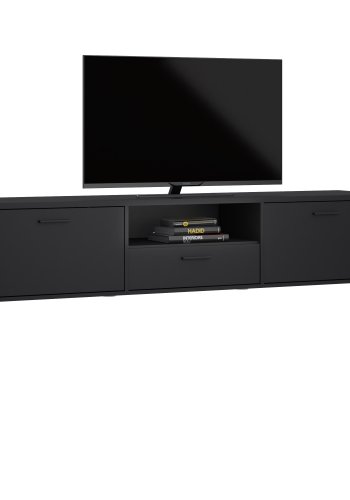 TVILUM Media TV-bord, m. 2 lger og 1 skuffe - mat sort melamin/spnplade (177.2x39.8)