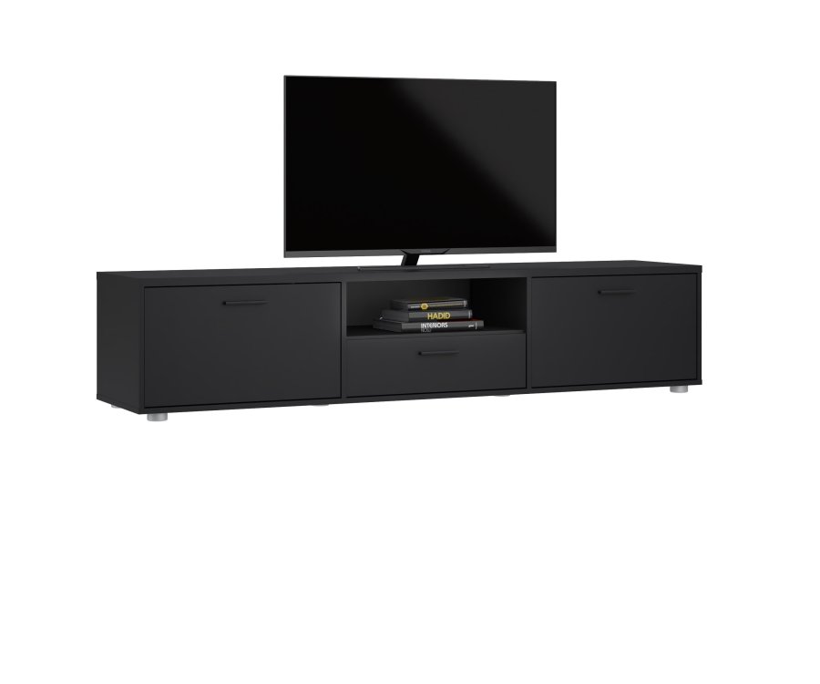 TVILUM Media TV-bord, m. 2 lger og 1 skuffe - mat sort melamin/spnplade (177.2x39.8)