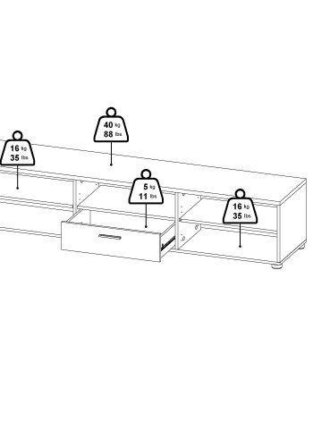 TVILUM Media TV-bord, m. 2 lger og 1 skuffe - hvid folie/spnplade (177.2x39.8)