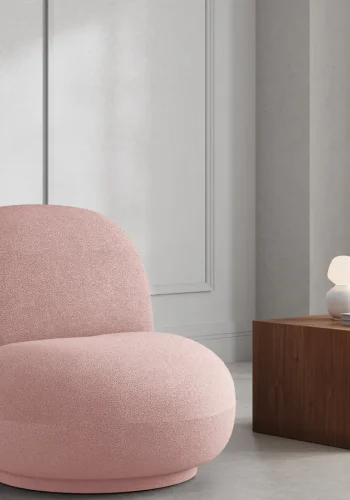 MICADONI Chuck drejestol, 1 sde - lyserd chenille og sort plast