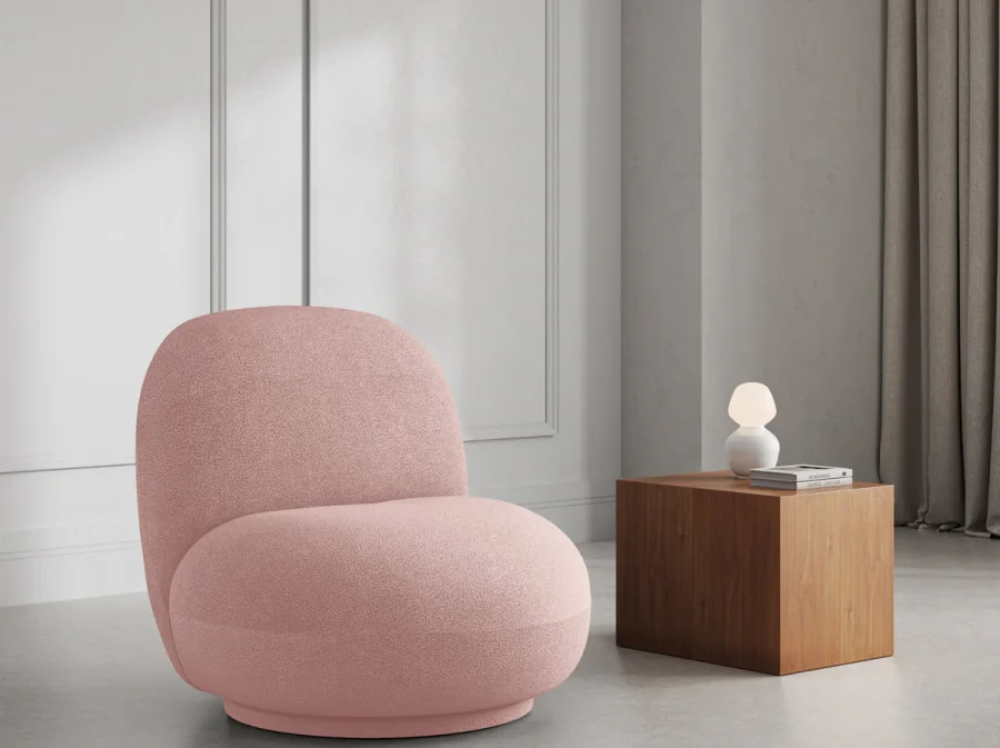 MICADONI Chuck drejestol, 1 sde - lyserd chenille og sort plast