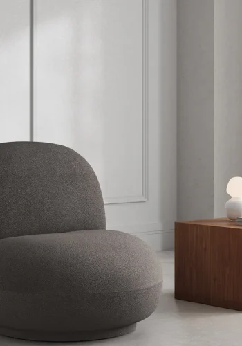 MICADONI Chuck drejestol, 1 sde - gr chenille og sort plast