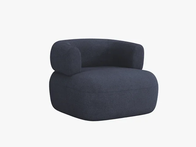 MICADONI Jenny lnestol, m. armln, 1 sde - bl bouclé og sort plast