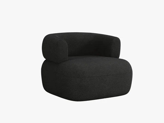 MICADONI Jenny lnestol, m. armln, 1 sde - sort bouclé og sort plast