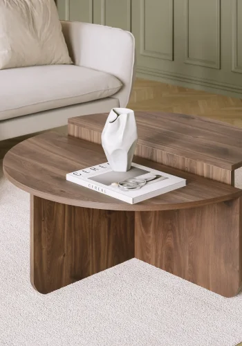 MICADONI Elias sofabord, halvrund - brun MDF (st med 2) (75x80)