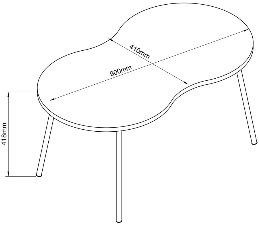 VCM NORDIC Mirola sofabord, m. afrundede kanter - hvid marmorlook tr (90x41)
