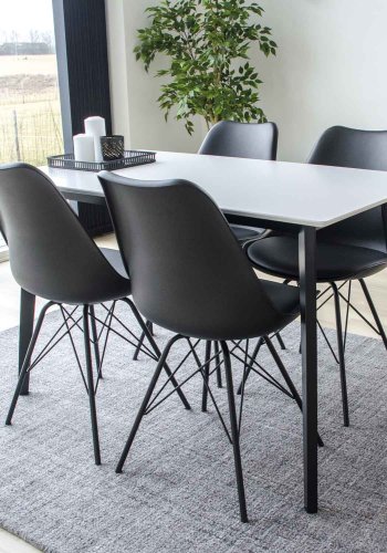 HOUSE NORDIC Oslo spisebordsstol - sort kunstlder og plastik m. sorte stlben