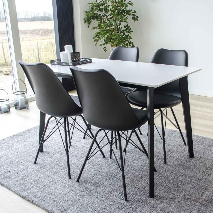 HOUSE NORDIC Oslo spisebordsstol - sort kunstlder og plastik m. sorte stlben