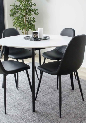 HOUSE NORDIC Stockholm spisebordsstol - sort kunstlder m. sorte stlben