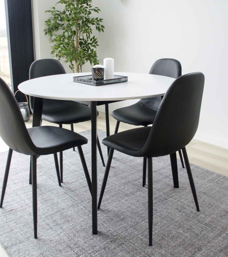HOUSE NORDIC Stockholm spisebordsstol - sort kunstlder m. sorte stlben